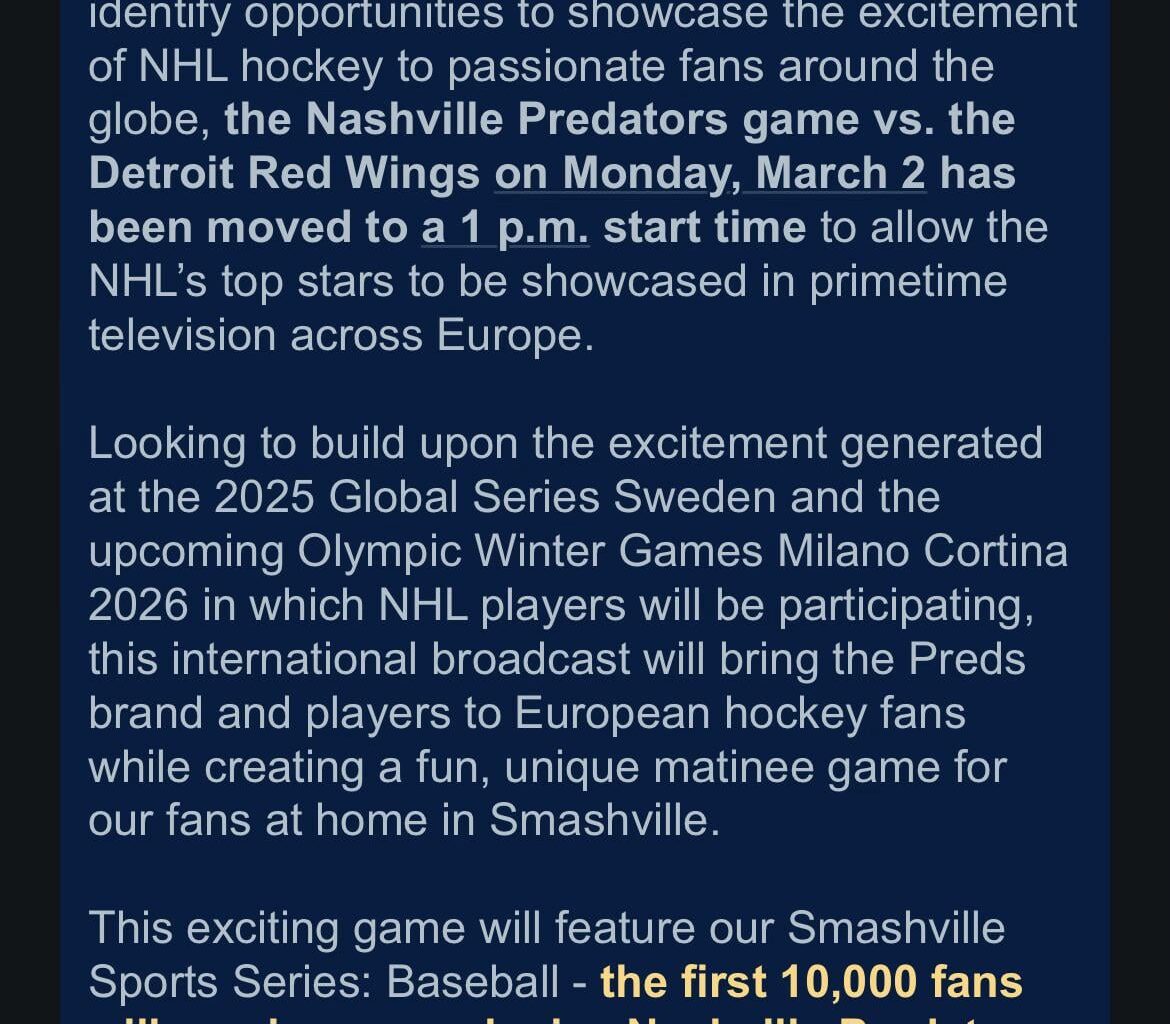 ICYMI - March 2nd start time moved to 1 P.M.