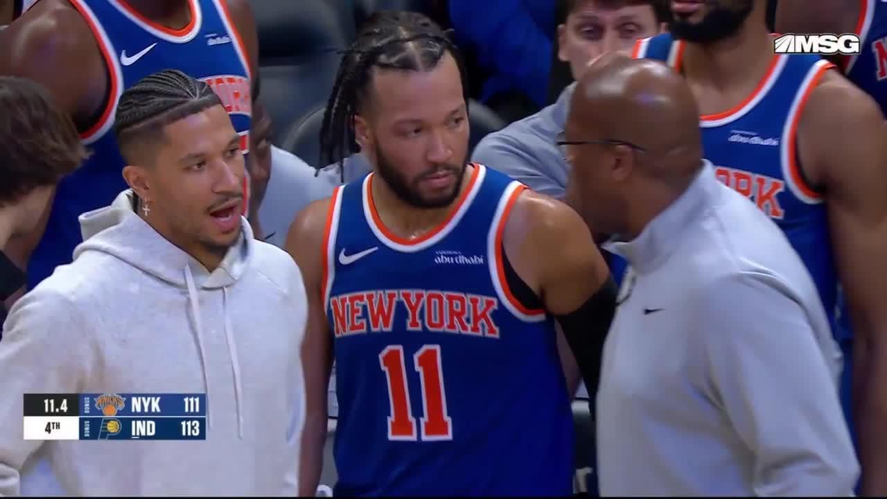 [Highlight] Jalen Brunson Game Winner in Indiana Full Offensive Possession - Andrew Nembhard gives Brunson hard foul, Knicks take last timeout to regroup, and Jalen Brunson visibly calls off Mike Brown's play last second and says he's going for the shot (Mike Brown post game comments included)