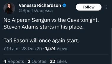 Sengun OUT vs Cavs