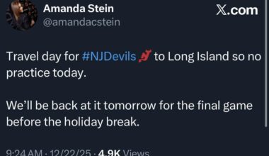 No practice today, Devils are taking the day to travel to Long Island