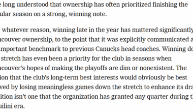 Canucks Ownership Prioritized Winning instead of Draft Position.... HOLY Crap..