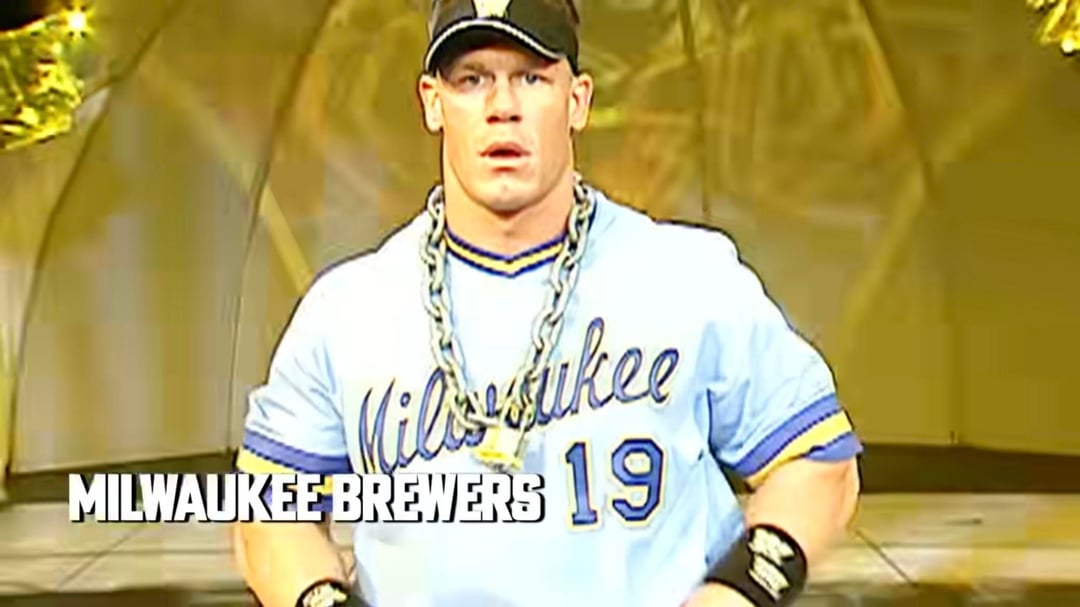 John Cena repping the Brewers and other WI teams back in the day