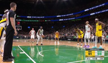 [Highlight] Jaylen Brown receives loud "MVP, MVP, MVP" chants during his free throw routine, and then misses, as the entire arena goes "oooooohhhhhhh"