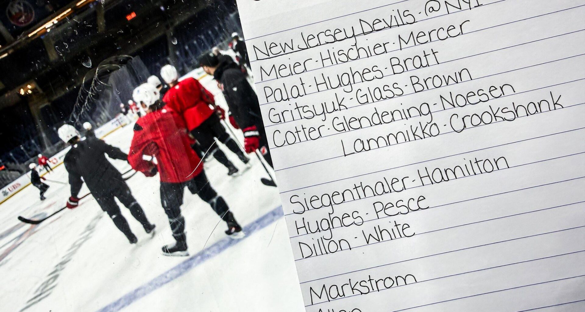 12/23 Morning Skate - Changes to forward lines. Defense stays the same. Markstrom in starter’s net. Mercer back with Hischier and Meier. Bratt and Palat back with Hughes. Gritsyuk back with Glass and Brown.