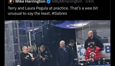 [Lance Lysowski] If I'm not mistaken, during my seven seasons covering the Sabres, I never saw Terry Pegula at a non-training camp practice in Buffalo.