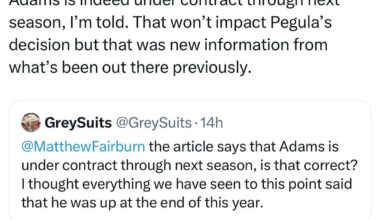 [Fairburn] Adams is indeed under contract through next season, I’m told. That won’t impact Pegula’s decision but that was new information from what’s been out there previously.