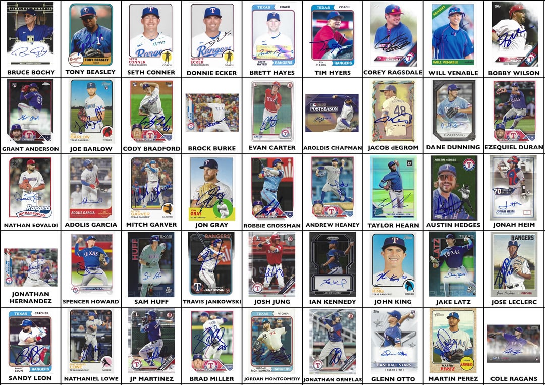Almost Complete: 2023 World Series Champion Texas Rangers Autographs (1 Left)