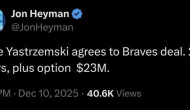 [Heyman] Mike Yastrzemski agrees to Braves deal. 2 years, plus option $23M.