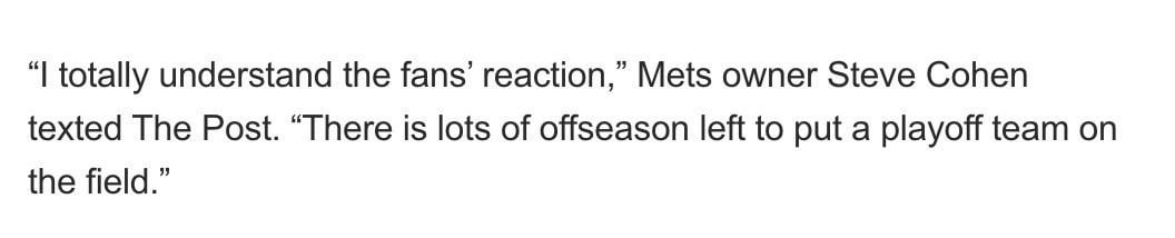 Steve Cohen comments on the Mets’ offseason so far