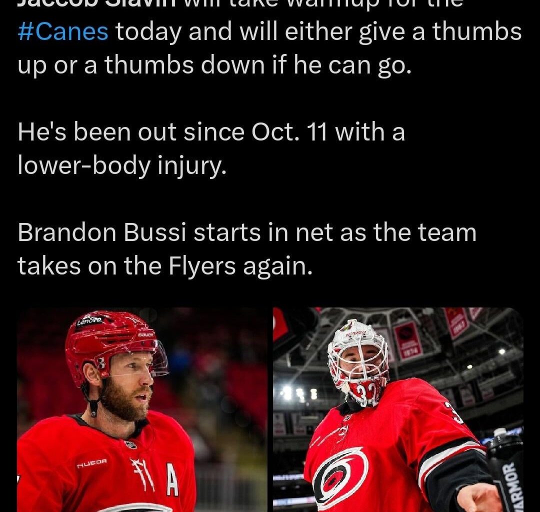 Slavin a game-time decision today; Bussi will start