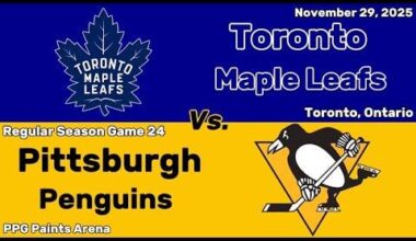 Toronto Maple Leafs vs Pittsburgh Penguins | November 29, 2025 | All Goals