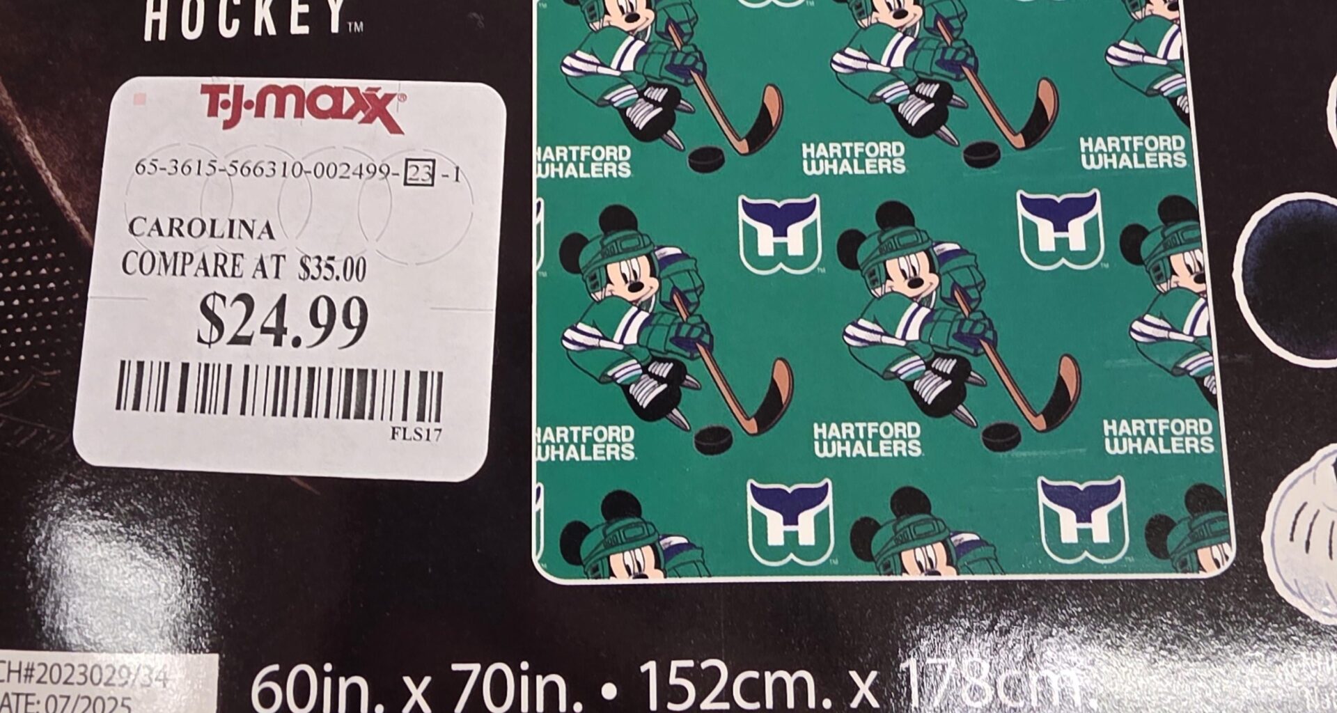 FYI TJ Maxx has Disney/Hartford Whalers crossover blankets