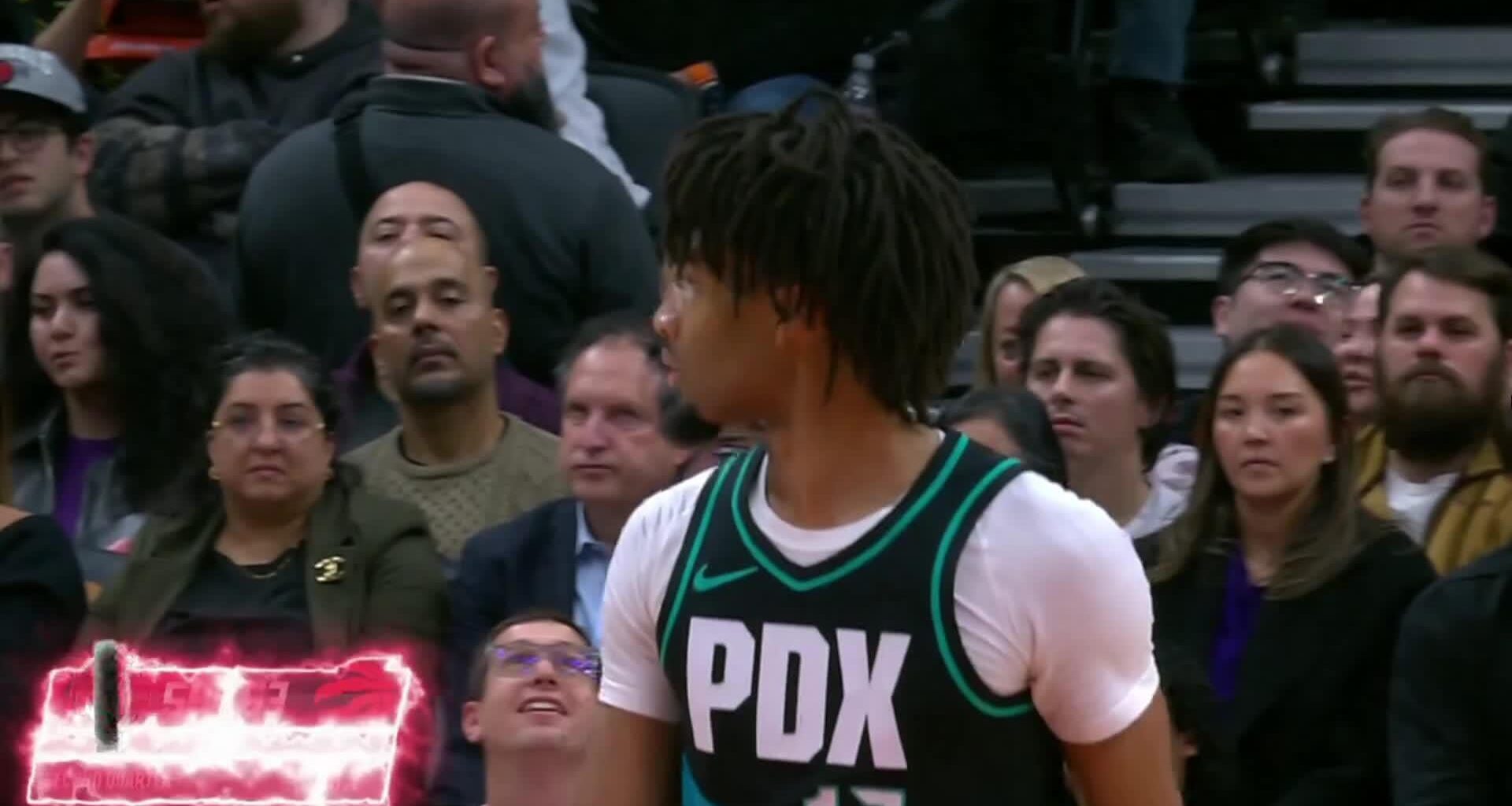 Shae throws down the windmill after the whistle