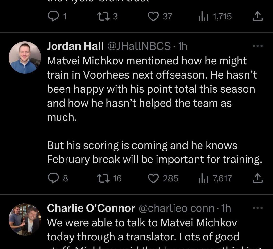 [multiple] michkov plans on training here this offseason.