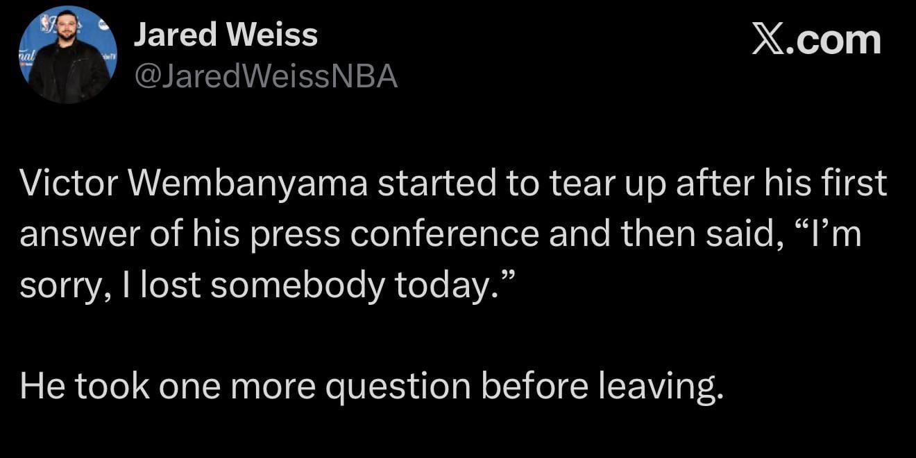 Wemby tearing up on the press conference