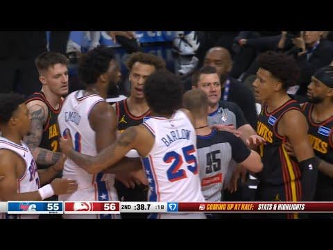 Joel Embiid got a flagrant 1 for this elbow to Onyeka Okongwu - YouTube