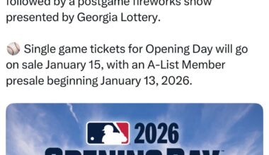 [Braves] The Atlanta Braves Opening Day versus the Kansas City Royals is being moved to Friday, March 27, at Truist Park. First pitch is scheduled for 7:15 p.m. ET, followed by a postgame fireworks show presented by Georgia Lottery.