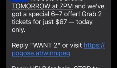 University Students can sign up to get special deals for tickets via Text. The message they sent out today is criminal…