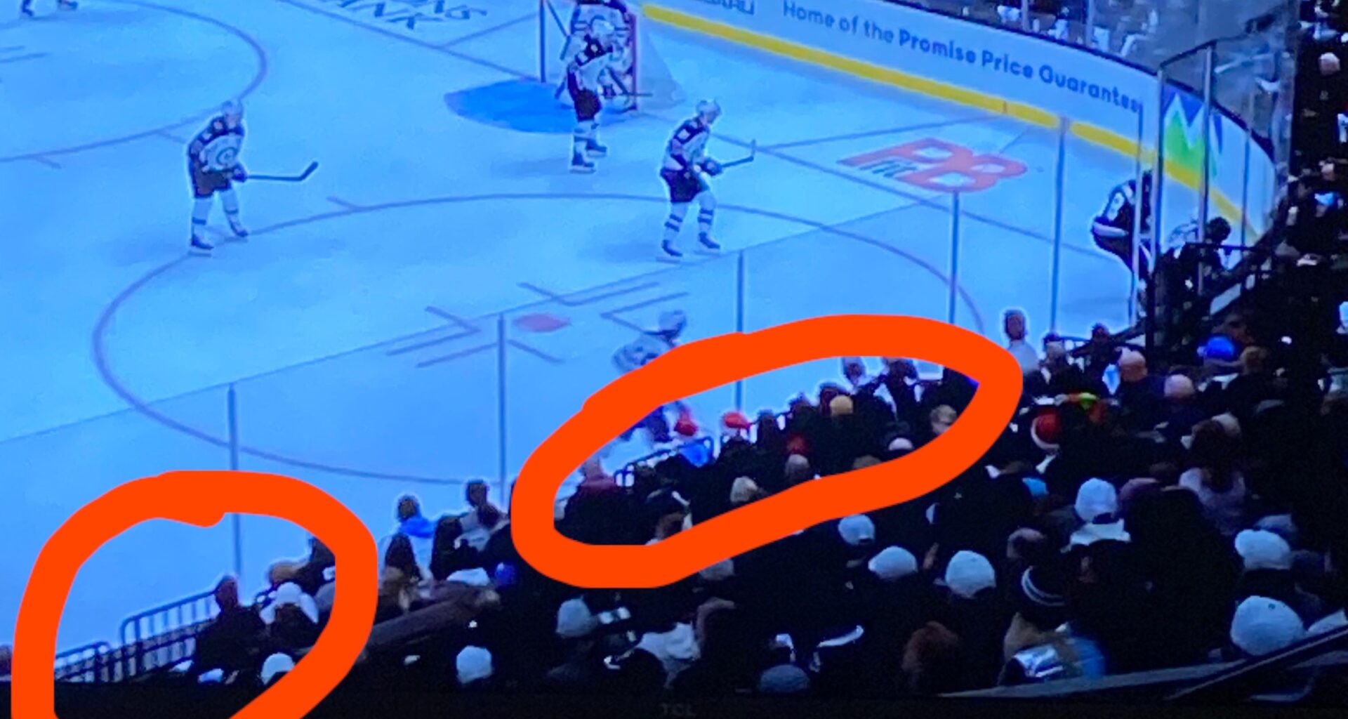 Barriers in the front row at Delta center?