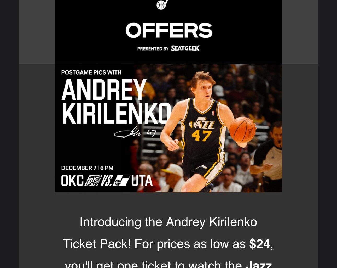 Just got email from the Jazz