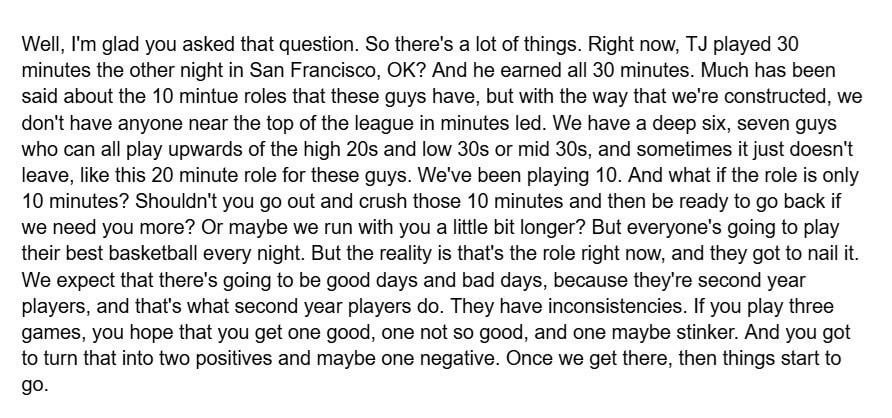 [Hine] Chris Finch's full answer when Dane Moore asked him about the minutes Shannon, Dillingham were playing of late of Edwards out. Worth a look to understand his perspective, whether you agree or not.