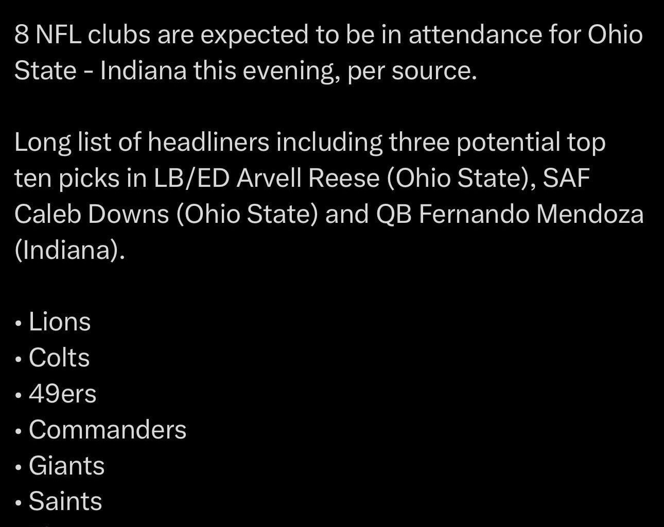 Titans are one of 8 teams in attendance for today’s Ohio State - Indiana game