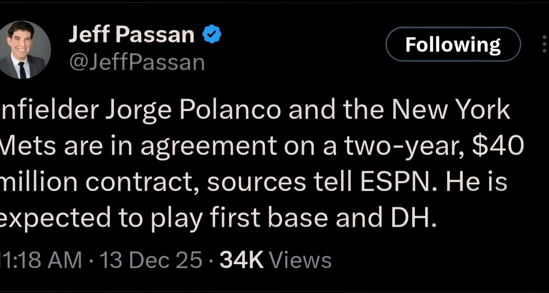 [Passan] Polanco to the Mets, 2 Year-$40M