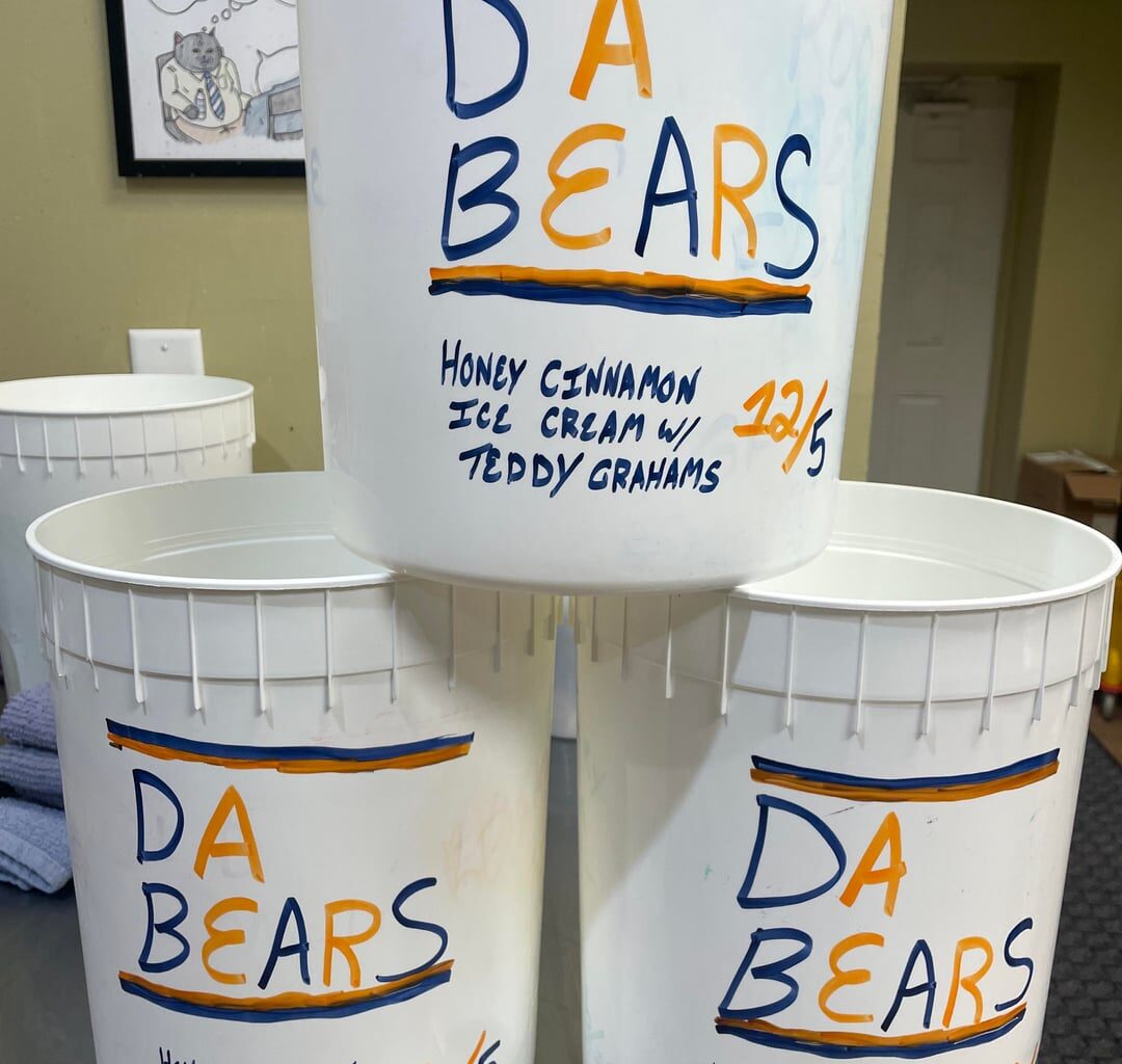 I make ice cream here in Des Moines for a living. This is a special flavor i made for this week. Bear Down baby! FTP!