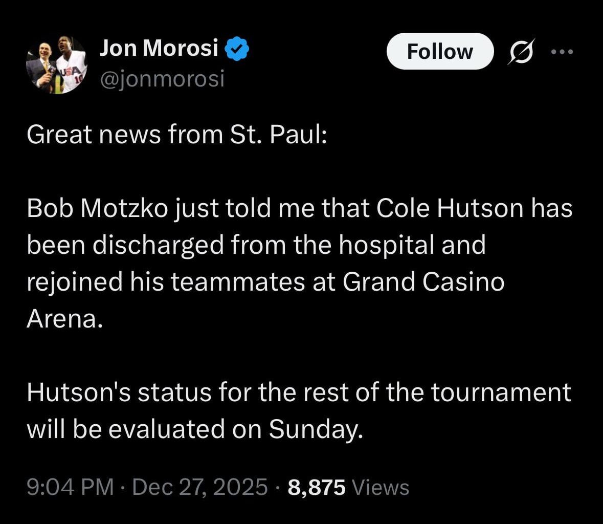 Great news on Hutson!