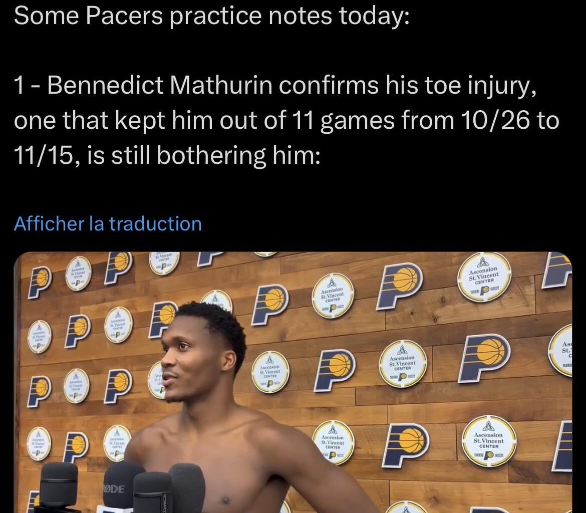 Mathurin’s toe isn’t completely healed