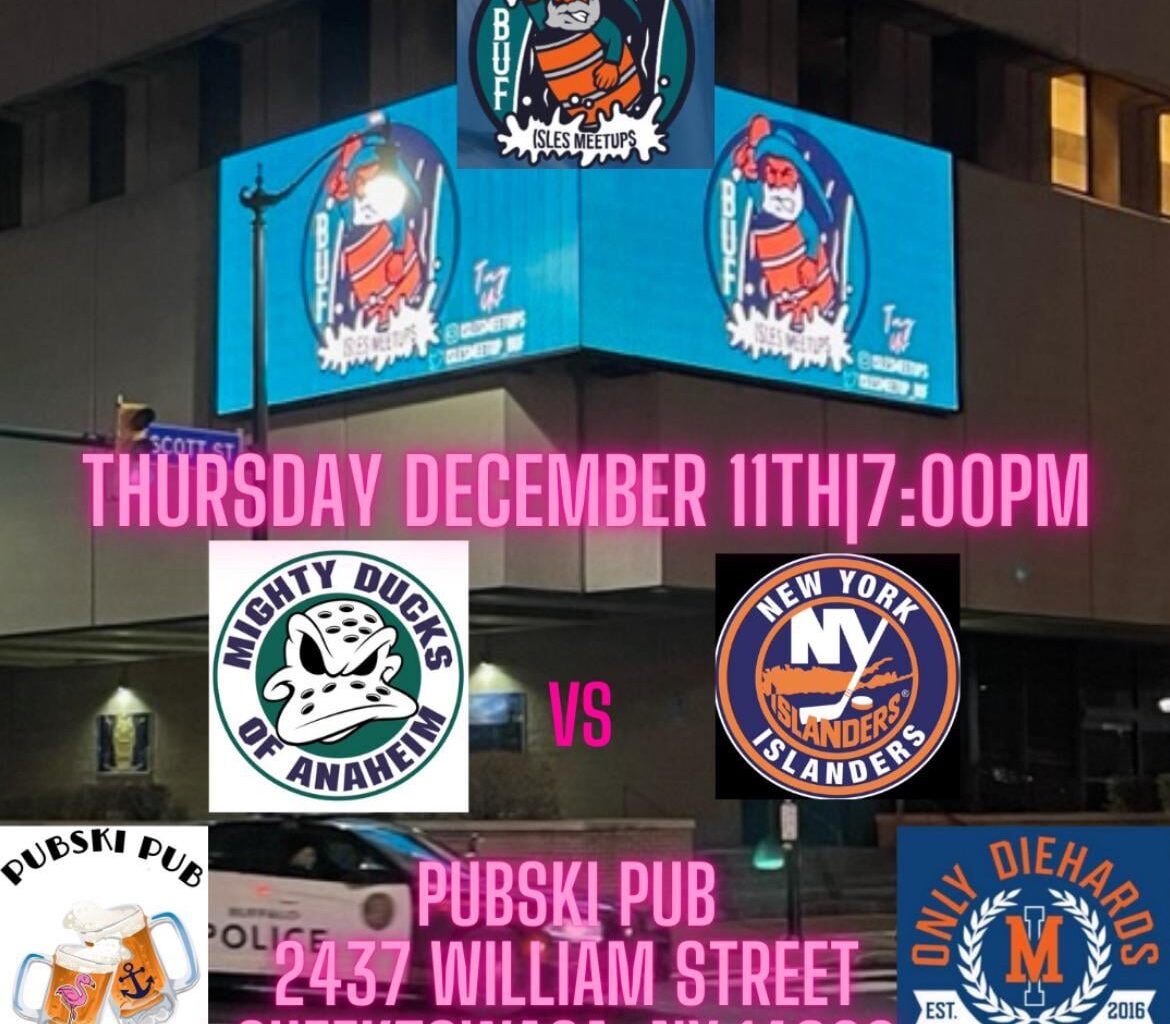 Come join us for our December bar meetup in Buffalo for .50 cent wing night against Anaheim at the Pubski Pub