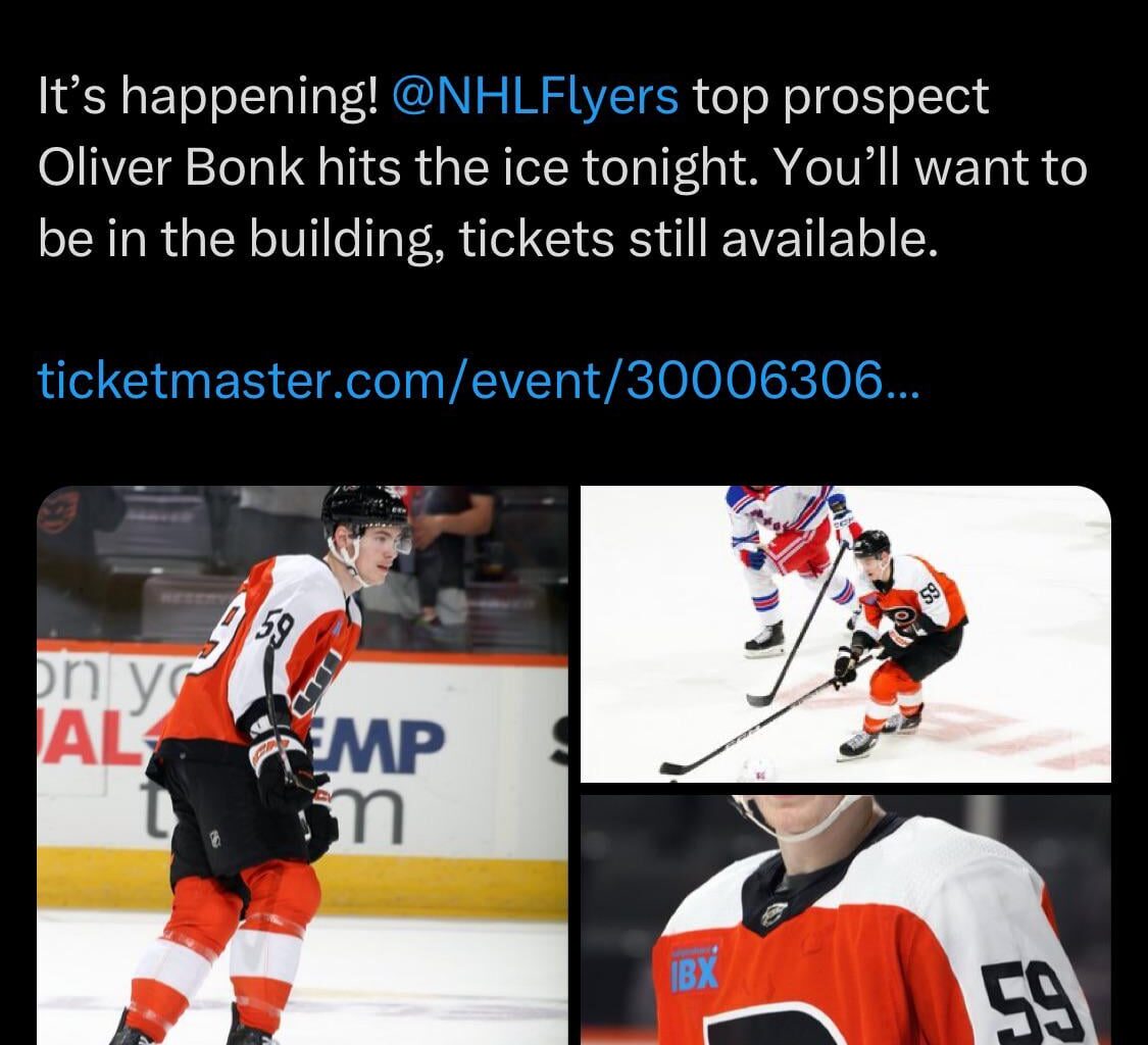 [Phantoms] It’s happening! NHLFlyers top prospect Oliver Bonk hits the ice tonight.