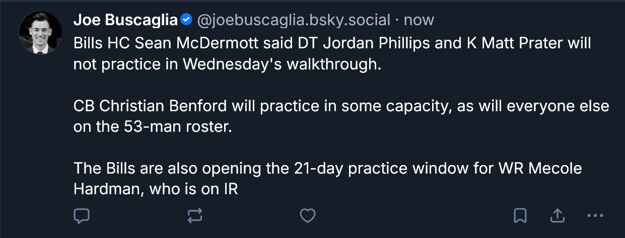 Per Joe Buscaglia: the boys getting healthy at the right time!