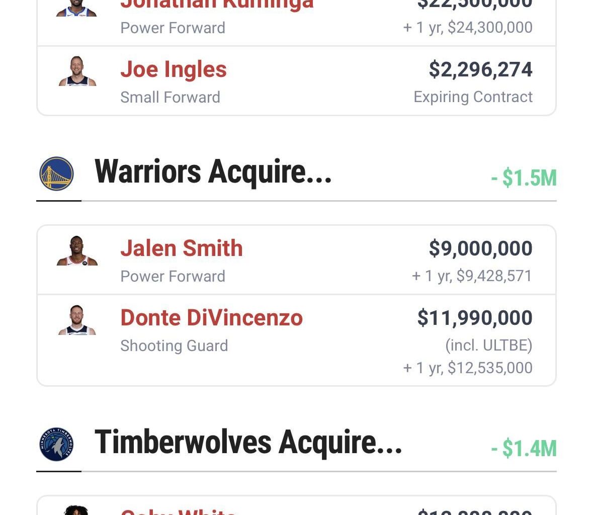 Wolves / Warriors / Bulls deadline trade