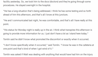 Tomlin gives a little update on T.J after today's practice and his chance of playing