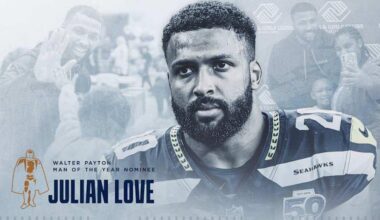 Julian Love Nominated for Walter Payton Man of the Year Award