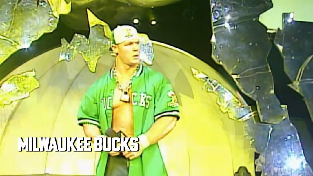 John Cena repping the Bucks and other WI teams back in the day
