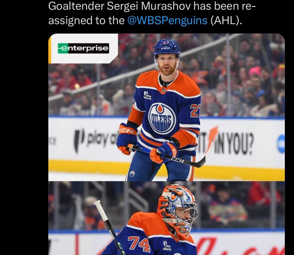 [Penguins] Goaltender Stuart Skinner and defenseman Brett Kulak have been added to the active roster. Goaltender Sergei Murashov has been re-assigned to the WBS Penguins (AHL).