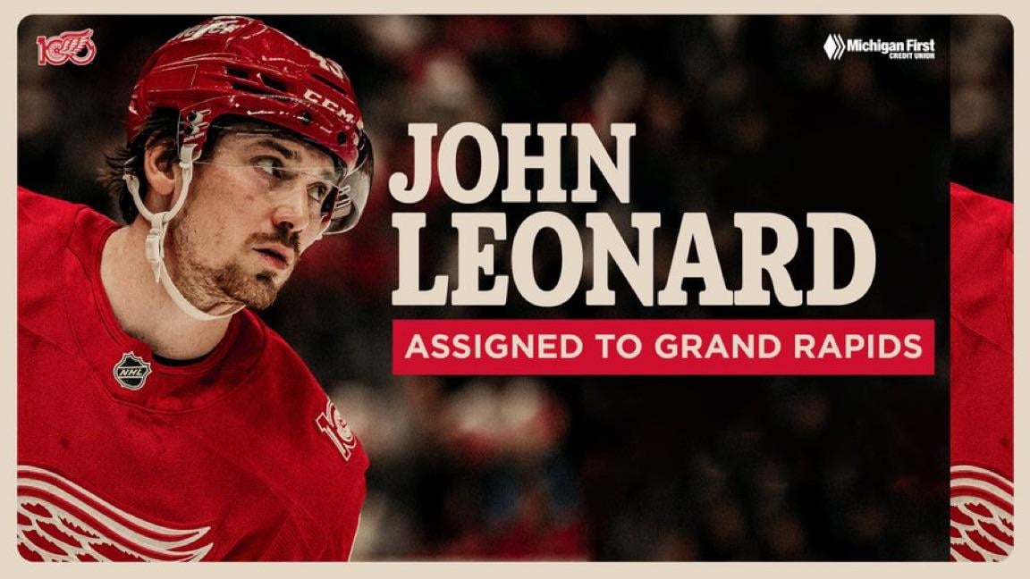 UPDATE: The #RedWings have assigned John Leonard to the AHL’s Grand Rapids Griffins.
