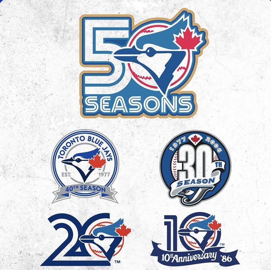 All of the BlueJays anniversary logos.