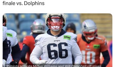 Patriots activate Milton Williams and Will Campbell off injured reserve for regular-season finale vs. Dolphins