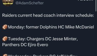 Raiders interview schedule for the week (so far).
