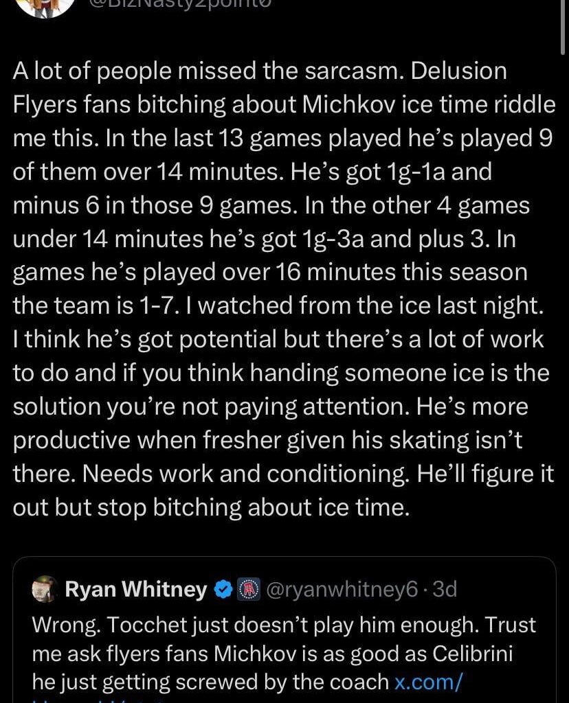Paul Bissonnette’s take on the Michkov ice time discourse.