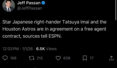 Passan: Star Japanese right-hander Tatsuya Imai and the Houston Astros are in agreement on a free agent contract, sources tell ESPN.