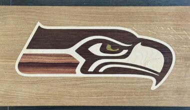 [OC] Made this wooden Seahawks logo inlay for my wife today. Congrats on the bye.