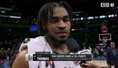 Cam Thomas after the Nets' win against the Timberwolves