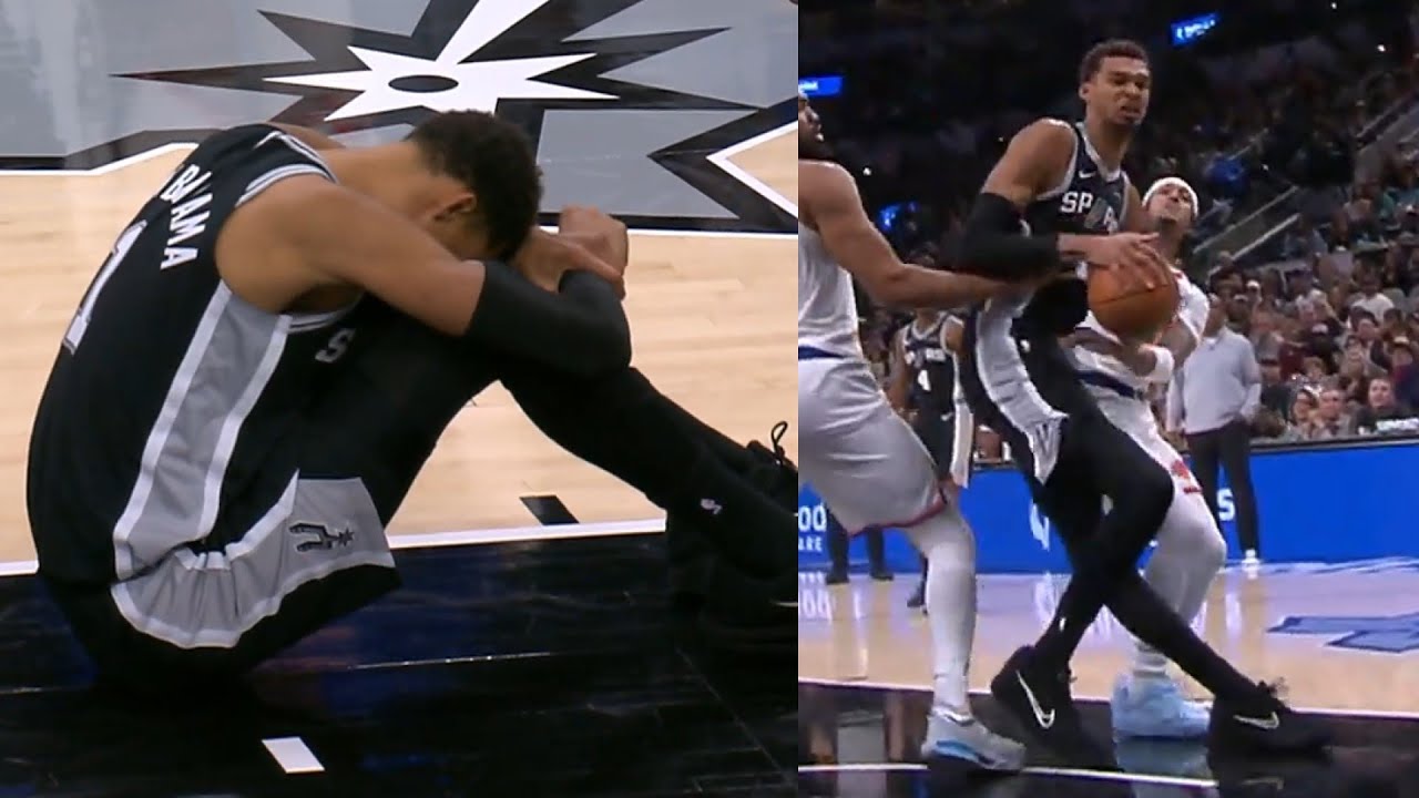 Victor Wembanyama grabs knee after injury and limps to locker room vs Knicks 😰