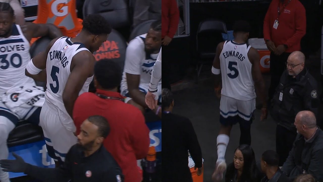 Anthony Edwards throws towel and goes to locker room with 7mins left vs Hawks 😬