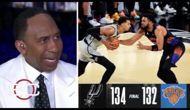 ESPN reacts to Wemby (31 Pts) leaves Spurs' 134-132 win over Knicks with leg injury; Brunson: 29 Pts