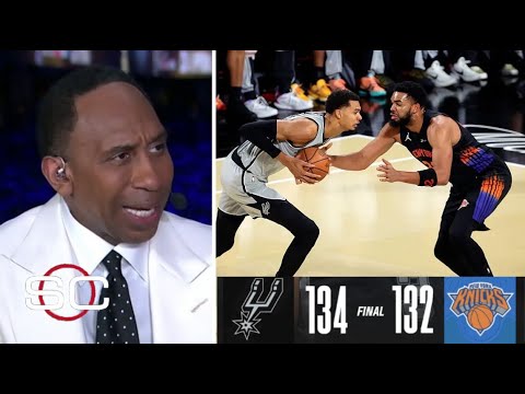 ESPN reacts to Wemby (31 Pts) leaves Spurs' 134-132 win over Knicks with leg injury; Brunson: 29 Pts